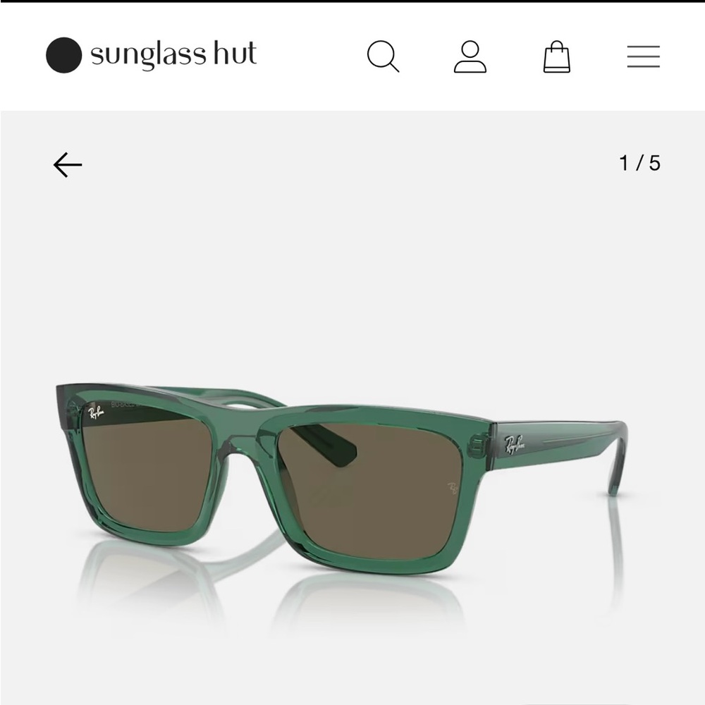 Ray-Ban Green Frame Brown Lens Square Sunglasses